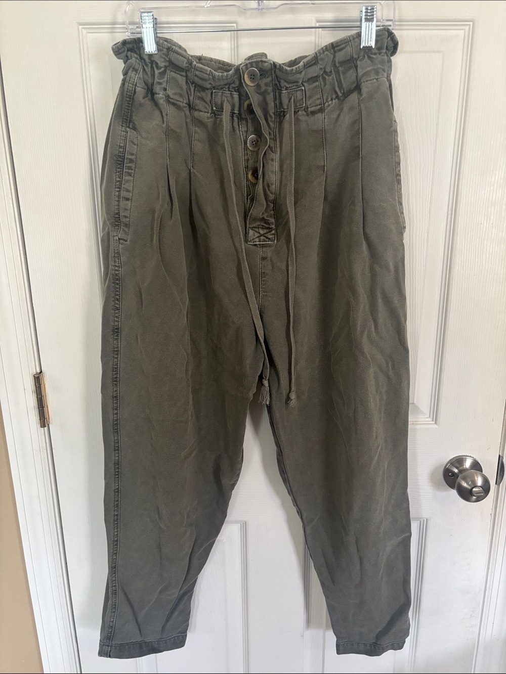 Free People Olive Green Paperbag Waist Trousers